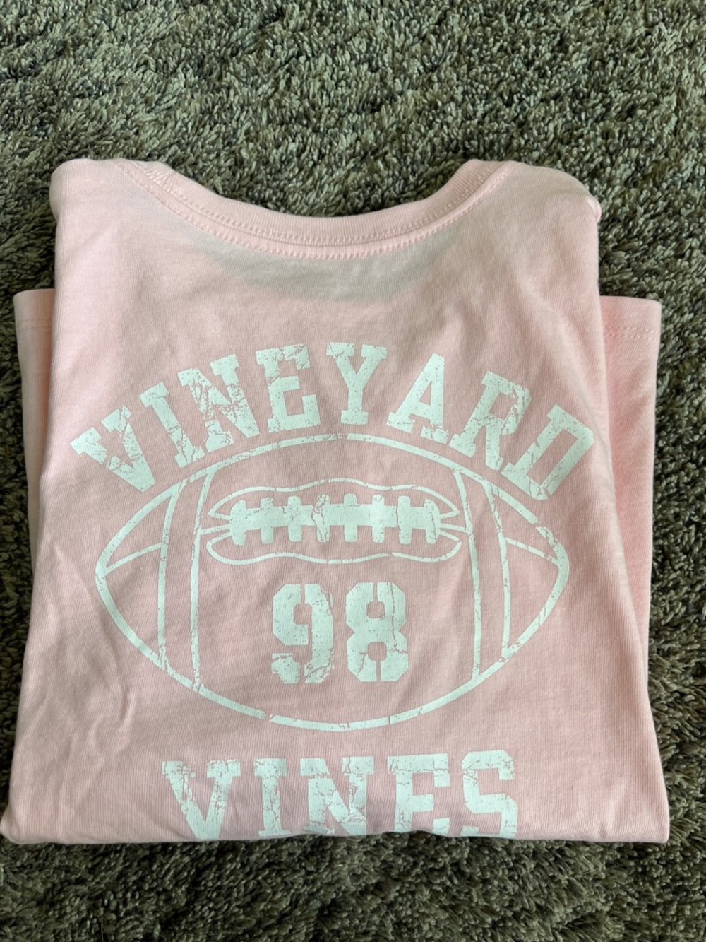 Vineyard Vines Light Pretty pink  Long Sleeve T w. Football Logo!  Girl size 7.